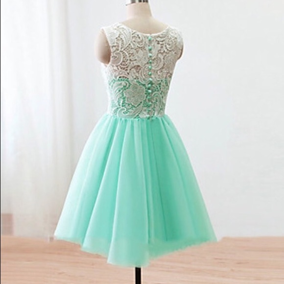 Knee length lace/ Satin and Tulle Dress - Picture 2 of 4