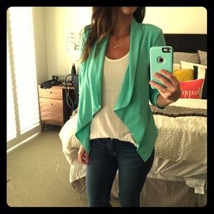 Tiffany blue drape blazer