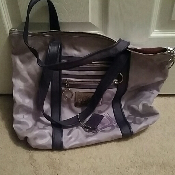 Purple poppy style coach tote bag