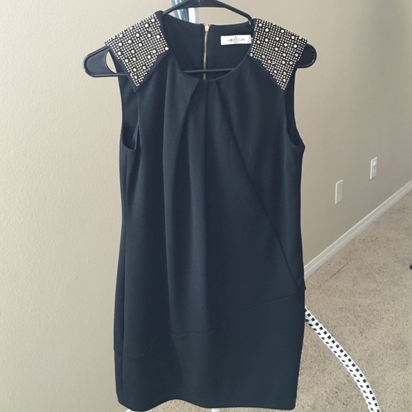 Cocktail dress with gold stud detail