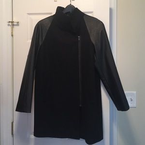 J. Crew Leather Sleeve Envelope Coat