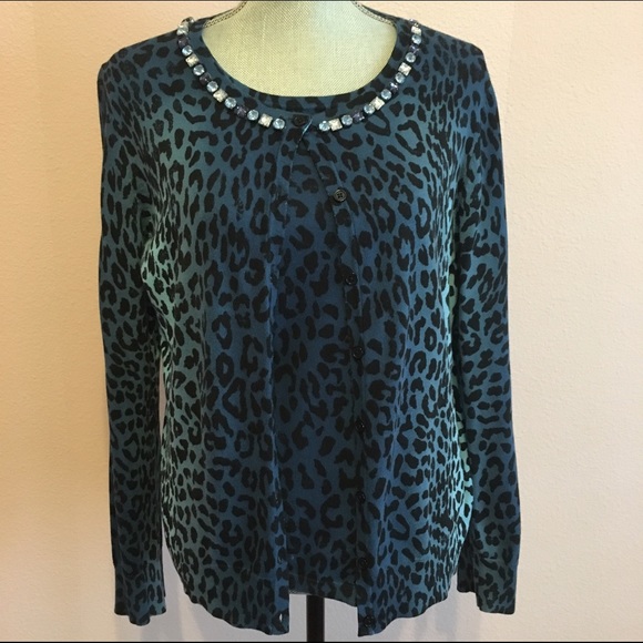 Leopard jeweled Sweater & matching sleeveless top.
