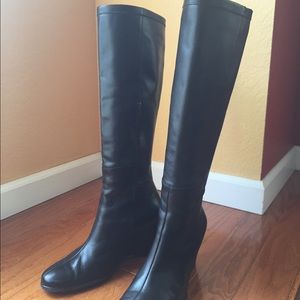 Franco Sarto black wedge boots