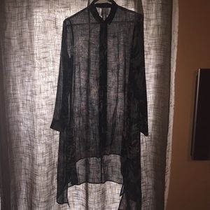 See-through long sleeved button down Flowy blouse