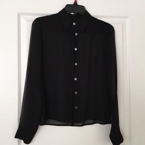 New. Silk sheer black blouse. French Connection