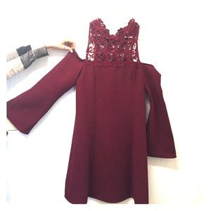 Maroon shoulderless dress