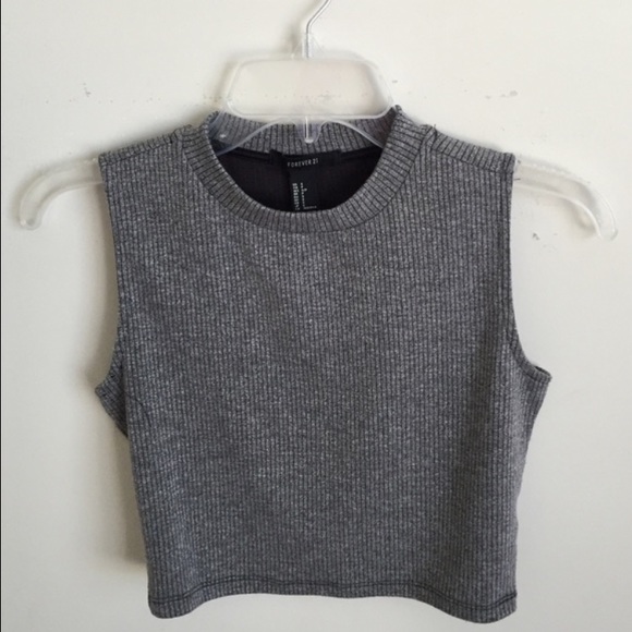 Grey ribbed crop top