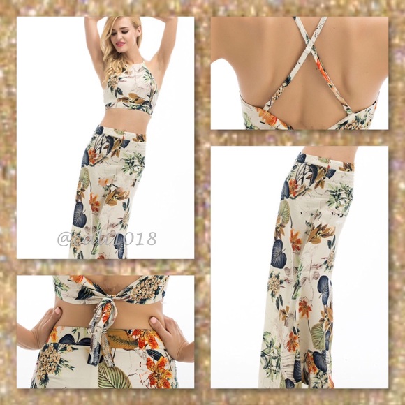 🆕 2pc Boho Crop Top Maxi Skirt Set Tag Size XL(L) - Picture 3 of 4