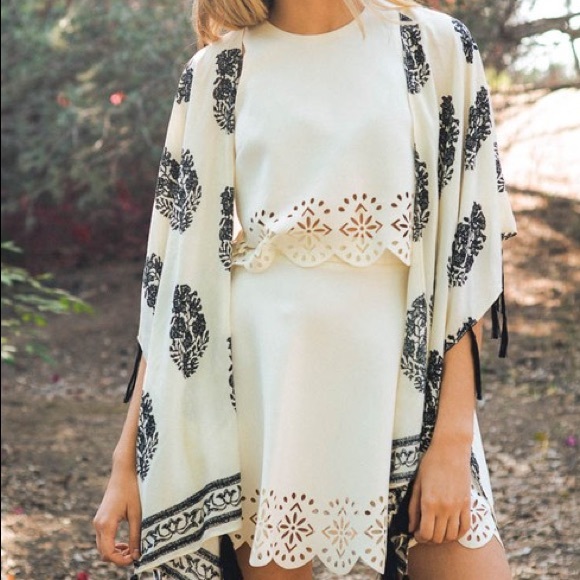Cream Bohemian Kimono with Tassels - Picture 3 of 4