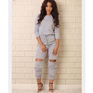 Grey On the Run Jumpsuit by Fashion Nova