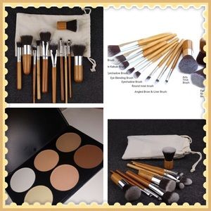 11 piece brushes with bag & powder contour