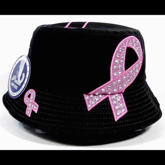 Breast Cancer-Distressed Rhinestone bucket hats. - Picture 2 of 3