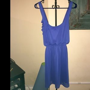 Blue dress w/ Ruffles accents& criss cross straps