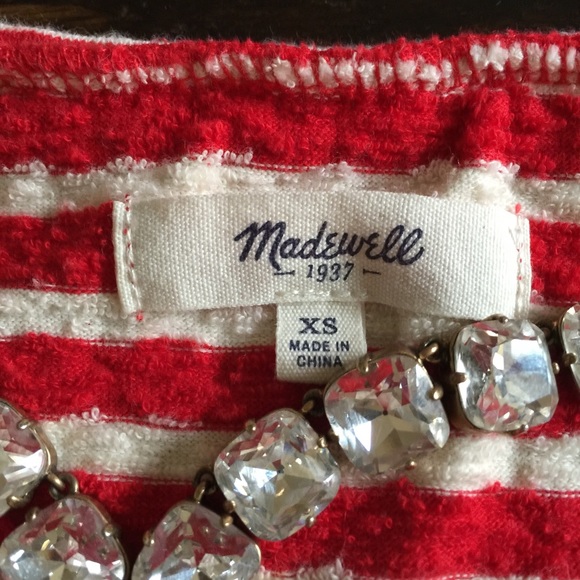 SOLD: Madewell Red and white pencil striped top - Picture 3 of 4