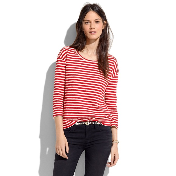 SOLD: Madewell Red and white pencil striped top - Picture 4 of 4