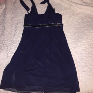 Short dark blue dress!