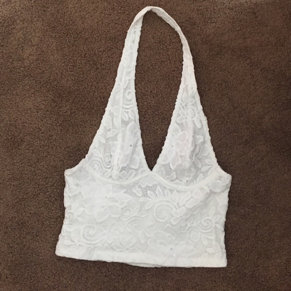 white lace halter top