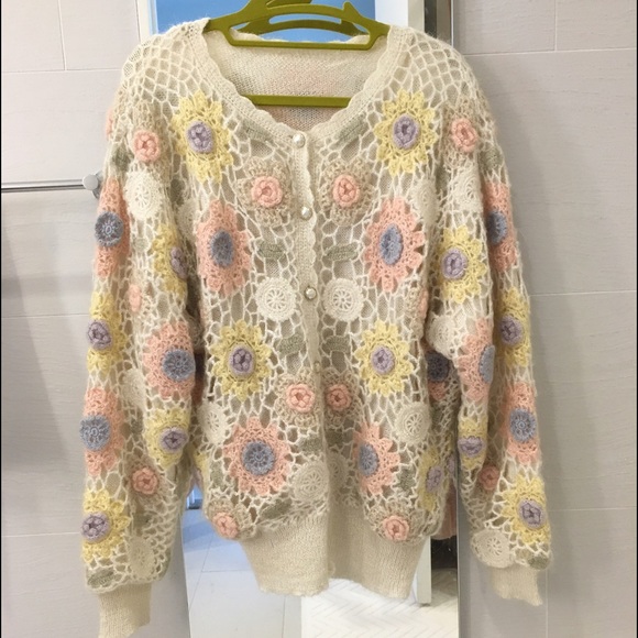 premium quality Vintage 2-layers mohair sweater