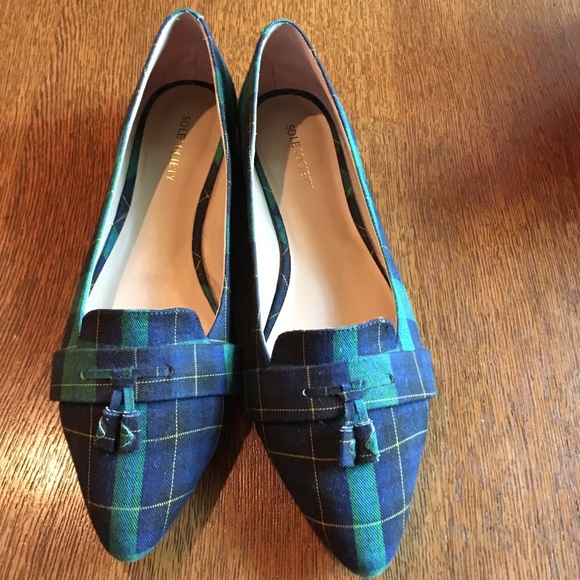 Sole Society plaid flat loafer