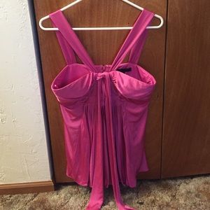Hot pink shirt. Tank top silky. size M