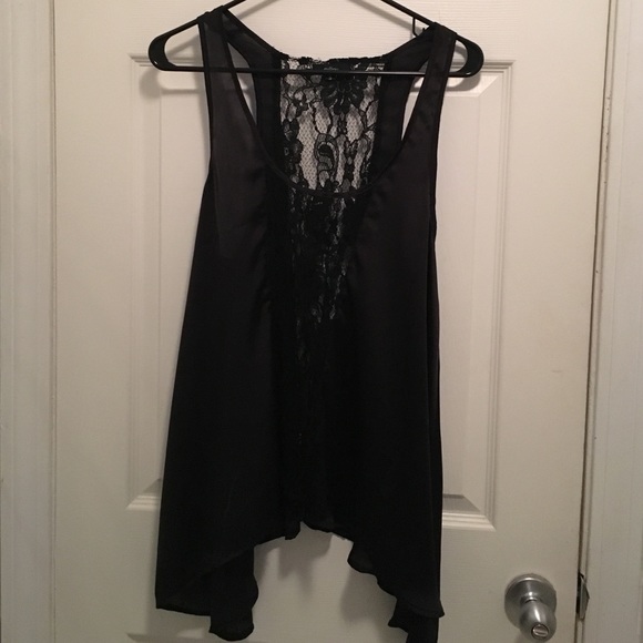 Beautiful black satin and lace tank!