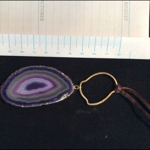 Free people purple agate stone slice necklace