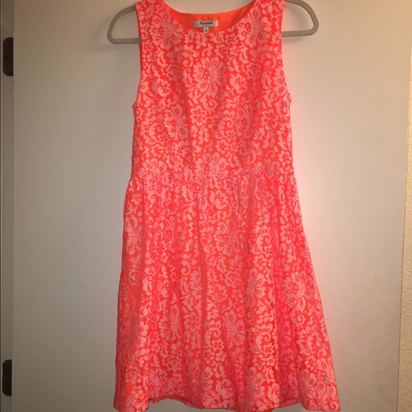 Neon Salmon Lace Dress
