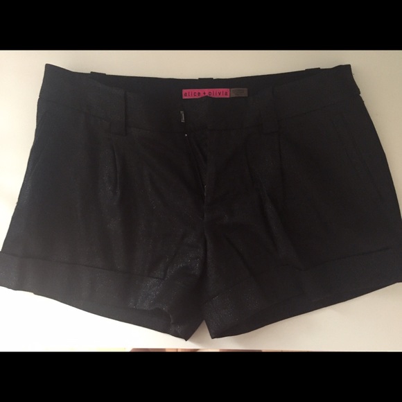 Alice+Olivia Sz 0 black sparkle Caddy Cuff  shorts