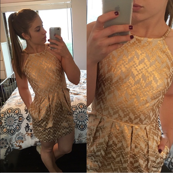 SOLD High neck gold foil dress - Picture 1 of 3