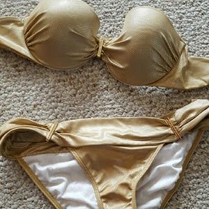 Shiny Gold Victoria's Secret Bikini