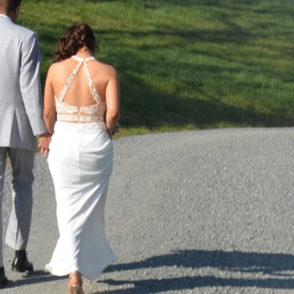 Dresses & Skirts - PROM DRESS WHITE/IVORY WITH CHAMPAGNE