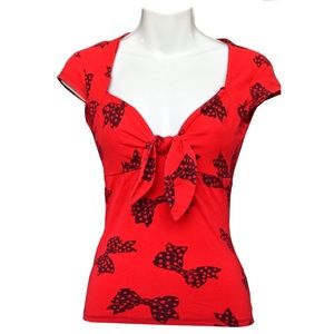 Switchblade Stiletto Pinup Red Bow Tie Top SMALL