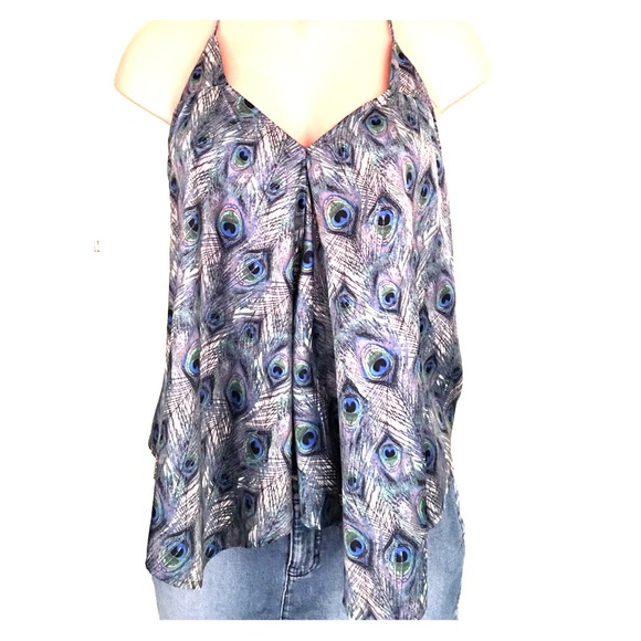 Peacock print racer back top