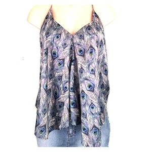 Peacock print racer back top
