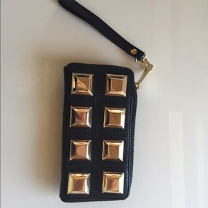 Rock stud leather wallet