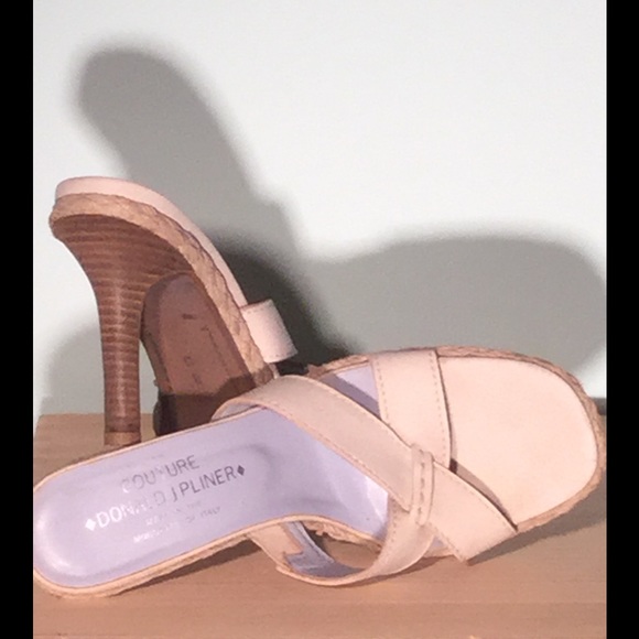 Barbie deluxe stiletto mules—Donald J Pliner white mules w/jute trim-EUC