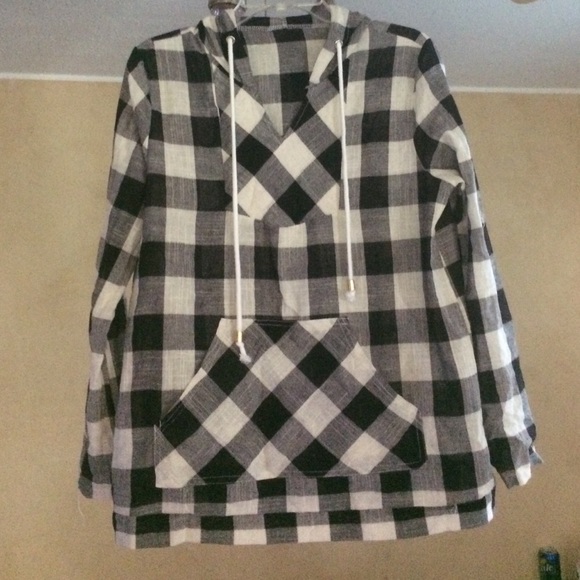 Plaid shirt with hoodie