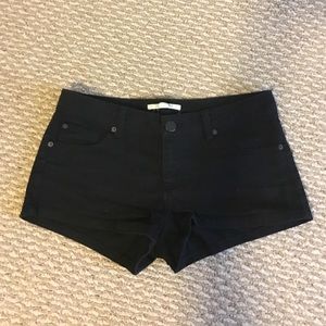 Black denim shorts