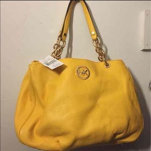 Yellow Michael Kors leather tote