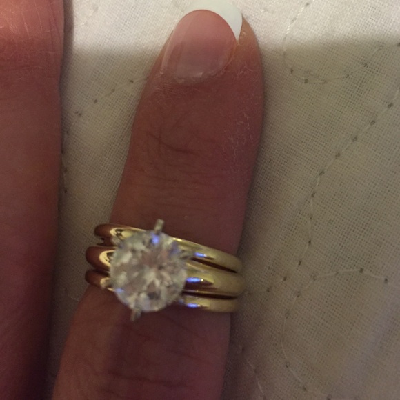 3 solid 14k rings with 2 caret CZ