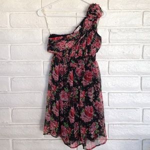 Floral Dress with One Shoulder