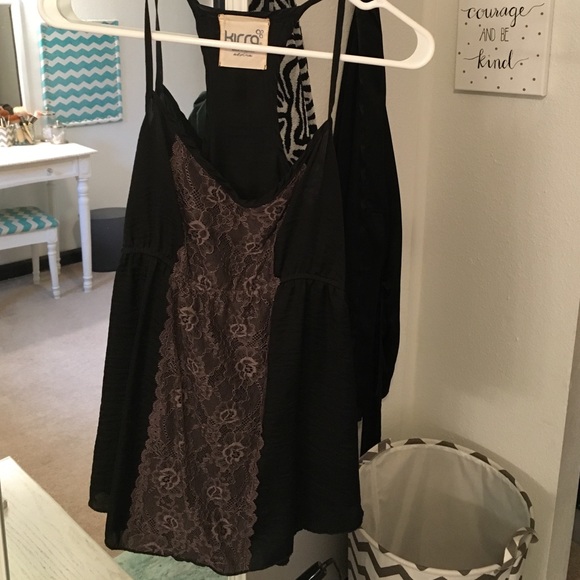 Pac Sun Black Silk Lace Tank