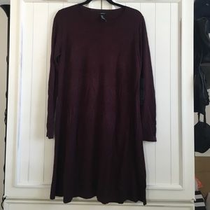 Burgundy Long Sleeve Midi Dress