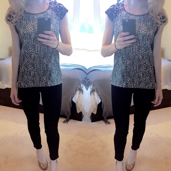 Mixed print silky tee