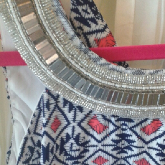 Aztec Tribal embellished shift dress