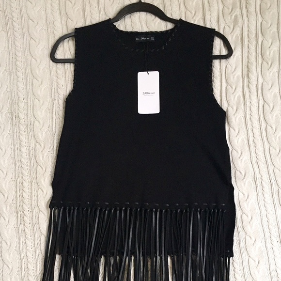 Zara Knit Collection Fringe Top