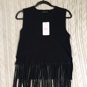 Zara Knit Collection Fringe Top