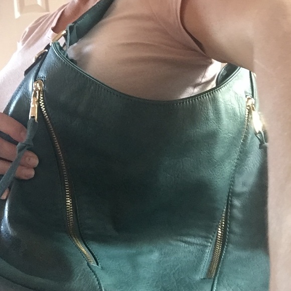 Two zipper vegan leather tote.