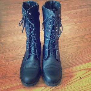 Black combat boots