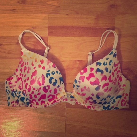 Pink Rainbow Leopard Push-up Bra